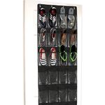 Simple Houseware 24 Pockets - SimpleHouseware Crystal Clear Over The Door Hanging Shoe Organizer, Black (64'' x 19'')