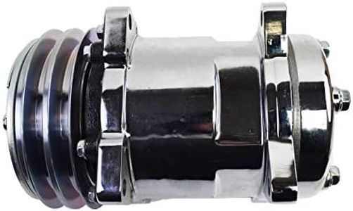 A-Team Performance - Sanden 508 Style Silver Clutch - V-Belt Universal Air Condition AC Compressor, Chrome