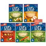 Batchelors Cup a Soup Variety Pack - Potato & Leek, Chicken, Minestrone, Cream of Vegetable, Cream of Asparagus - 20 Servings, 5 Flavors, Total 521g