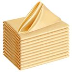 HGHDBT Gold Satin Napkins - 12 Pack Cloth Napkins Soft Smooth Dinner Napkins for Wedding Party Banquet Dinner Table Decoration 17 x 17 Inch Square