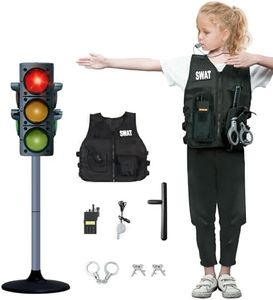 Hitish Simulation Traffic Light and Crosswalk Light Signal Toys Set for Kids, Role Play Pretend Play Toys with Clothes, Educational Toys for Boys Girls