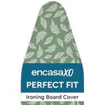 Encasa XO Ironing Board Covers and pad 125x39 cm- Thick 3mm Felt Padding, Drawstring Tightening & Lock, Heat Reflective, Scorch & Stain Resistant, for Large Ironing Board - Big Leaves Green