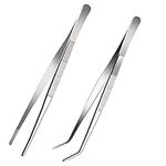 Tangoowal 8 Inch Stainless Steel Tongs Tweezers with Precision Serrated Tips for Surgical & sea Food,Heavy Duty Tweezer Tongs for Cooking Crafting Repairing