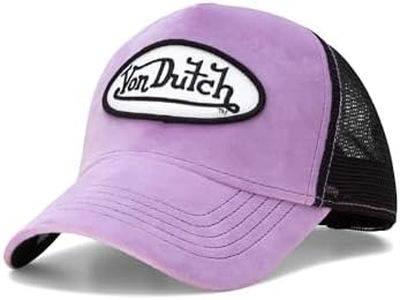 Von Dutch Unisex Trucker Hat - Plush Curved Bill Mesh Back Retro Classic Adjustable Snapback Baseball Cap for Men and Women, Size One Size, Plum Dust