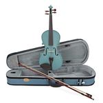 Stentor Harlequin Violin Outfit 3/4 Size, Violin for Intermediates with P&H Fibreglass Bow, Lightweight Case, Colourful String Instrument 1401CLBU, Light Blue