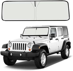Moricere Upgrade Windshield Sun Shade for Jeep Wrangler TJ JK JKU 1997-2018, Foldable Windshield Sun Visor Blocks UV Rays, Silver 3