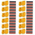 QitinDasen 12 Pairs Premium XT30 Battery Connector, XT30 Male Female Bullet Connector, 2mm Gold Plated Connector Power Plug with Heat Shrink Tube, for RC Lipo