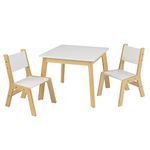 KidKraft White Modern Wooden Table with 2 Chairs, Kids' Table and Chair Sets, Children's Playroom/Bedroom Furniture, 27025