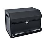 XCF Car Organizer Trunk, Durable Collapsible Leather Car Trunk Organizer with Lid and Sturdy Handle, Portable Car Storage Box for SUV, Sedan, Car Accessories for Men/Women (11.4 x 16.9 x 12.2, Black)