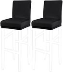 PiccoCasa Stretch Bar Stool Covers, Pub Counter Height Side Chair Covers with Elastic Band Black 2pcs