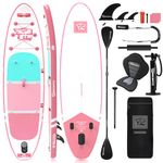 TIGERXBANG Stand Up Paddle Boards 10'6" x 32" x 6" with Premium SUP Board Accessories, Inflatable Paddle Boards for Adults/Kids with Double-Bladed Paddle, Kayak Seat, Defender-Pro Pink