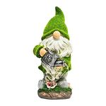 ASAWASA Garden Statues Gnome Decor, 11in Garden Gnomes Outdoor Funny Gnome Hold Watering-Pot with Solar LED Light Lawn Ornaments Decor for Outside Patio Yard Porch Decoration Gifts