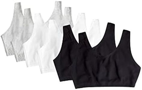 Fruit of the Loom Women's Built-Up Sports Bra, Black/White/Heather Grey, 36 (Pack of 6)