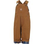 Carhartt Baby Boys' Canvas Overall Flannel Lined, Brown, 12 Months