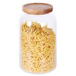 SAIOOL Modern Design Transparent Glass Food Storage jars, Food storage containers glass ,100FL OZ(3000ml) Enlarged Thickened with Sealed Wooden Lid to Store Food, herbs, Tea, Easy to Use and Clean