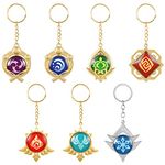 UTIEHD 7 Pack Genshin Impact Vision Keychain, Anime Keyring, for Collection and Genshin Fans (7pcs)