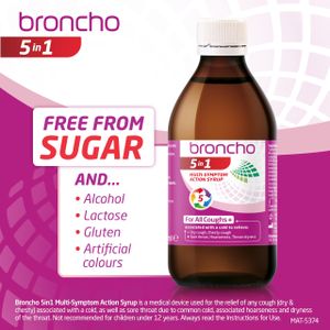 Broncho 5-in-1 Cough Syrup, 200ml – Multi-Symptom Relief
