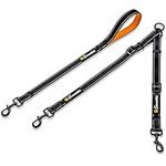 Sweetie Double Dog Lead for Walking 2 Dogs No Tangle. Dual Leash for Medium, Large Dogs. Comfortable, Adjustable Length Twin Split Leads, Heavy-Duty with Padded Handle.