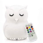 Tekemai Big Size Night Light for Kids, Children Night Light, Bedside Lamp Multicolor Light with Remote Control, Break Resistant, Eye Caring, Adjustable Brightness & Color, Timing Function - Large Owl