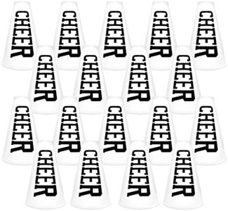 LECEHIVO 18 Pcs White Cheer Megaphone Noisemaker Bulk Mini Megaphones Toys Plastic Party Accessory Small Cheerleading Director Prop for Outdoor Sports Game