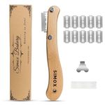 U/A SIMOX Premium Stainless Steel Bread Lame with Crafted Wooden Handle & 11 Blades - Dough Scoring tool with Protective Cover for slashing bread