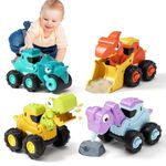 MOONTOY Car Toys for 1 Year Old Boys Girls, Baby Dinosaur Toy Cars, Kids Construction Sandbox Vehicles Playset, Press and Go Car for Toddlers 1-3, 1st Birthday Gifts for Boys Girls