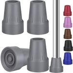 Crutch Tips Heavy Duty Replacement Rubber Cane,Hiking Walker Tips 3/4” Non-Slip All Terrain Caps Accessories for Canes, Rollator, Walkers,Universal Fit 4 Packs (Gray)