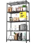 HOMEFORT 5-Tier Wire Shelving Unit, Extra Wide Metal Storage Rack, Free Standing Rack, Durable Organizer Perfect for Pantry Closet Kitchen Laundry Organization in Black