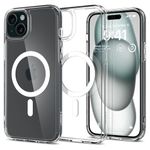 Spigen Case for iPhone 15 Plus Case, Ultra Hybrid MagFit [Anti-Yellowing] Designed for Apple iPhone 15 Plus - White