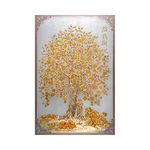 Dharvika Innovations Money Tree, Beautiful Golden Tree Painting Sparkle Coated Self Adhesive Wallpaper Without Frame Digital Reprint -2695 (24×36 Inch, Golden Tree)