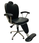 GOYALSON Salon Spa Parlour Beauty Parlor Cutting Makeup Facial Chair For Men & Women With Heavy Duty Hydraulic & Push Back System, Cushion Seat Back (Black) Steel