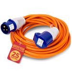 GADLANE 25M Extension Lead - Heavy Duty Caravan Hook Up Cable, 16 Amp Cable 240V Camping Extension Lead, High Visibility, Orange Mains Power Cable - Ideal for Campervans & Motorhomes (25 Metres)