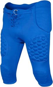 Exxact Sports Rebel Youth Football Pants with Built in Pads, Lightweight Integrated Football Practice Pants with Lace-up Fly (YS, Royal Blue)