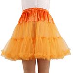 SHIMALY Women's Princess Layered Puff Skirt Mini Tutu Skirt Short Petticoat (L-XL, Orange)
