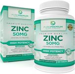 PurePremium Zinc 50mg - Natural Zinc Supplements for Men & Women - Vitamin Zinc Citrate/Oxide for Adults - High Potency Zinc Supplement for Immune Antioxidant, Energy Support - 100 Zinc Tablets