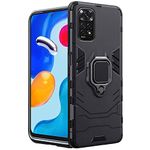 TheGiftKart Tough Armor Bumper Back Cover Case for Mi Redmi Note 11 / Note 11s | Ring Holder & Kickstand | 360 Degree Protection Back Case Cover for Mi Redmi Note 11 /Note 11s (PC, TPU | Black)