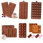 MoldBerry Flexible and Reusable Silicone Alphabet, Smiley, Cadbury, Mini Heart, Chocolate Bar and Zigzag Chocolate Molds for Making Chocolate/Candy, Jelly, Cake Decoration - Pack of 6