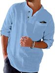 NANAMEEI Men's V Neck Cotton Linen 