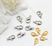 Tia Crafts Jewellery Making Lobster Clasps Claw Hooks for Necklace and Bracelet/Findings Fasteners -Pack of 25 Golden, 25 Silver Pieces (Golden - Silver) (Golden Silver)