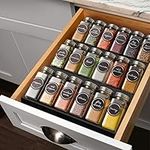 Spice Drawer Organizer Insert for Spice Jars, Herbs & Seasoning - Spice Rack Organizer for Cabinet - Spice Organizer for Drawer Insert for Spice Storage & Kitchen Storage - Drawer Spice Rack Organizer