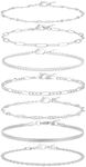 Reoxvo Silver Bracelets for Women Stack Non Tarnish 925 Sterling Silver Plated Brass Chain Link Bracelets Set Jewelry for Women Trendy