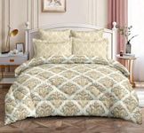 DECOMIZER Luxurious Glace Cotton Duvet Cover/Comforter Cover/Rajai Cover/Blanket Cover/Quilt Cover King Size 90"x100" inches - Yellow Damas