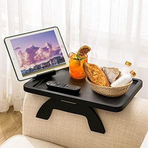SINWANT Bandeja para sofá antideslizante, de madera de bambú, reposabrazos para sofá, bandeja de sofá, bandeja para sofá, soporte para bebidas, bandeja para reposabrazos