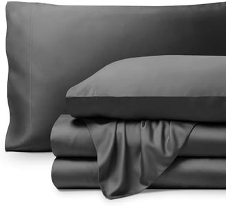 Bare Home 100% Rayon Made from Bamboo Luxury Queen Sheet Set - 4 Piece Bedding Set - Deep Pockets - Cooling Sheets - Breathable - Easy Fit - Soft Bedding Sheets & Pillowcases (Queen, Grey)
