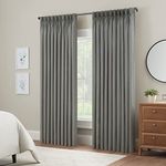 WAVERLY Serendipity 10 Pinch Pleat Light Filtering Rod Pocket Window Curtain for Living Room (1 Panel), 50 in x 63 in, Grey