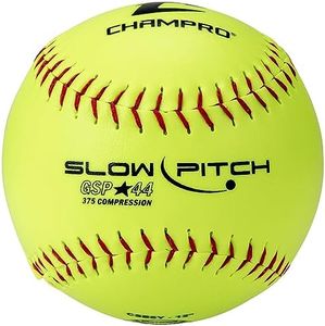 Champro Game ASA Slow Ptich .44 COR, 375 Compression, Poly Synthetic Cover, Red Stiches (Optic Yellow, 12-Inch), Pack of 12