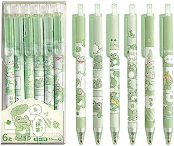 MOZXIRZ 6 Pcs Gel Ink Pens Cartoon Retractable Pens Cute Animal Pen 0.5mm Ballpoint Pen Office School Supplies for Girls (Frog)