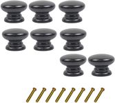 8PCS Wood Black Cabinet Wardrobe Door Drawer Knobs 35mm Dia Round Mushroom Shaped Dresser Cupboard Furniture Knobs Pulls Handles Hardware…