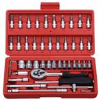 Cymbalta 46PCS 1/4 inch Drive Socket Set Spanner Set Metric Ratchet Wrench Set with 4-14mm CR-V Sockets S2 Bit Socket Extension Bars Mechanic Hand Tool Kits for Household Auto Repair