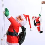 YUNSTK 60cm Santa Claus Climbing on Rope Ladder, Indoor Outdoor Christmas Hanging Ornament Santa Decorations, Santa Climbing Ladder for Xmas Festival Party Home Door Wall Christmas Tree Decoration